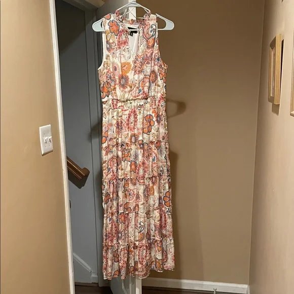 MSK Floral Print Sleeveless Maxi Dress - Orange and Cream - Picture 1 of 3